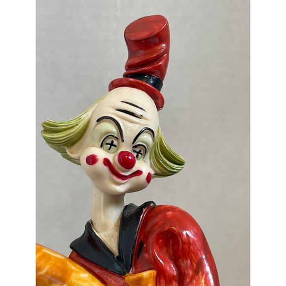 Vintage Charles Serouja & Son French Horn Clown Resin 9.5" Statue Made in Italy - Picture 2 of 8